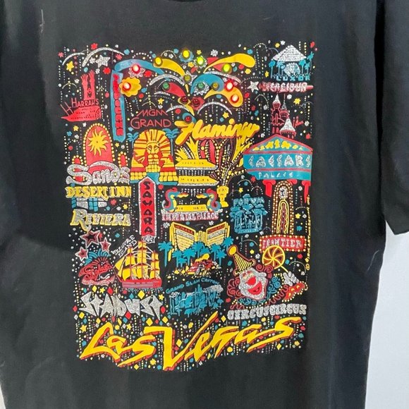 Vintage Jerzees Las Vegas T Shirt Lights Up Strip Hotels Single Stitch Large VTG - Picture 4 of 14